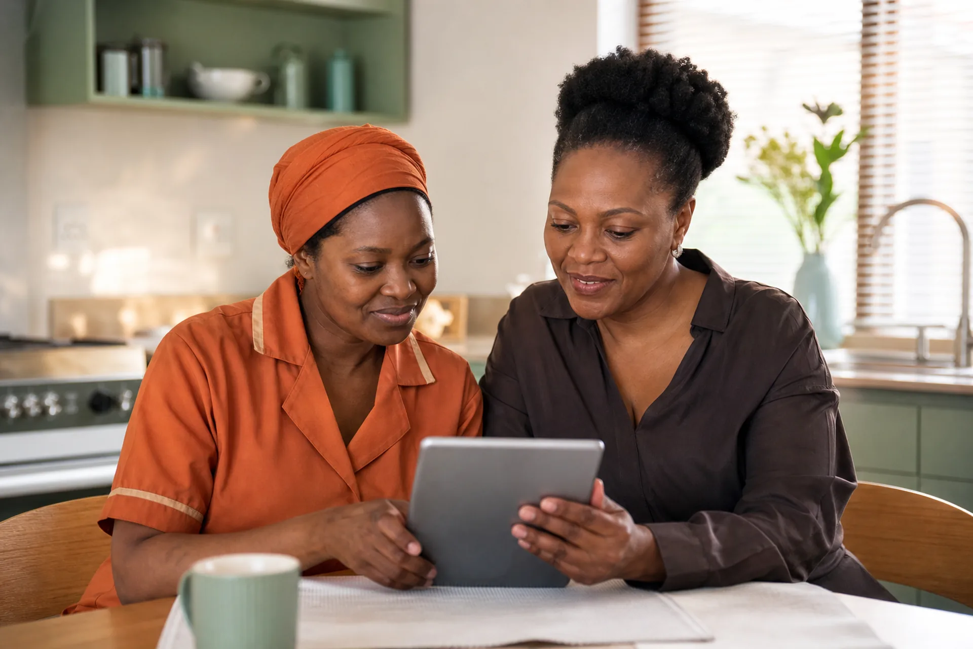 Household employer and domestic worker reviewing HouseholdSure together